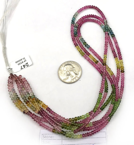Multi tourmaline Beads Smooth Rondelle