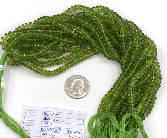 Peridot Beads faceted Rondelle