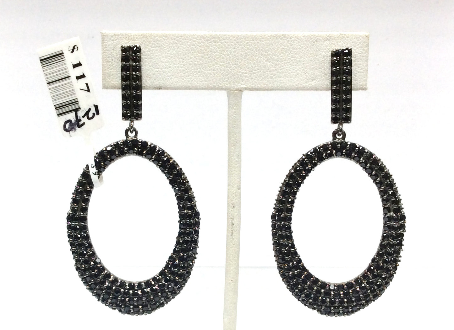 Black Spinel Silver Earring .925 Oxidized Sterling Silver Black Spinal Earring, Genuine handmade pave Black Spinal Earring Size (33x69 MM )