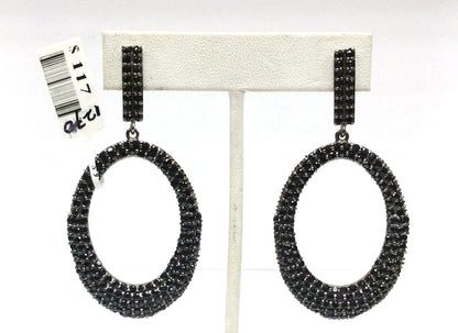 Black Spinel Silver Earring .925 Oxidized Sterling Silver Black Spinal Earring, Genuine handmade pave Black Spinal Earring Size (33x69 MM )