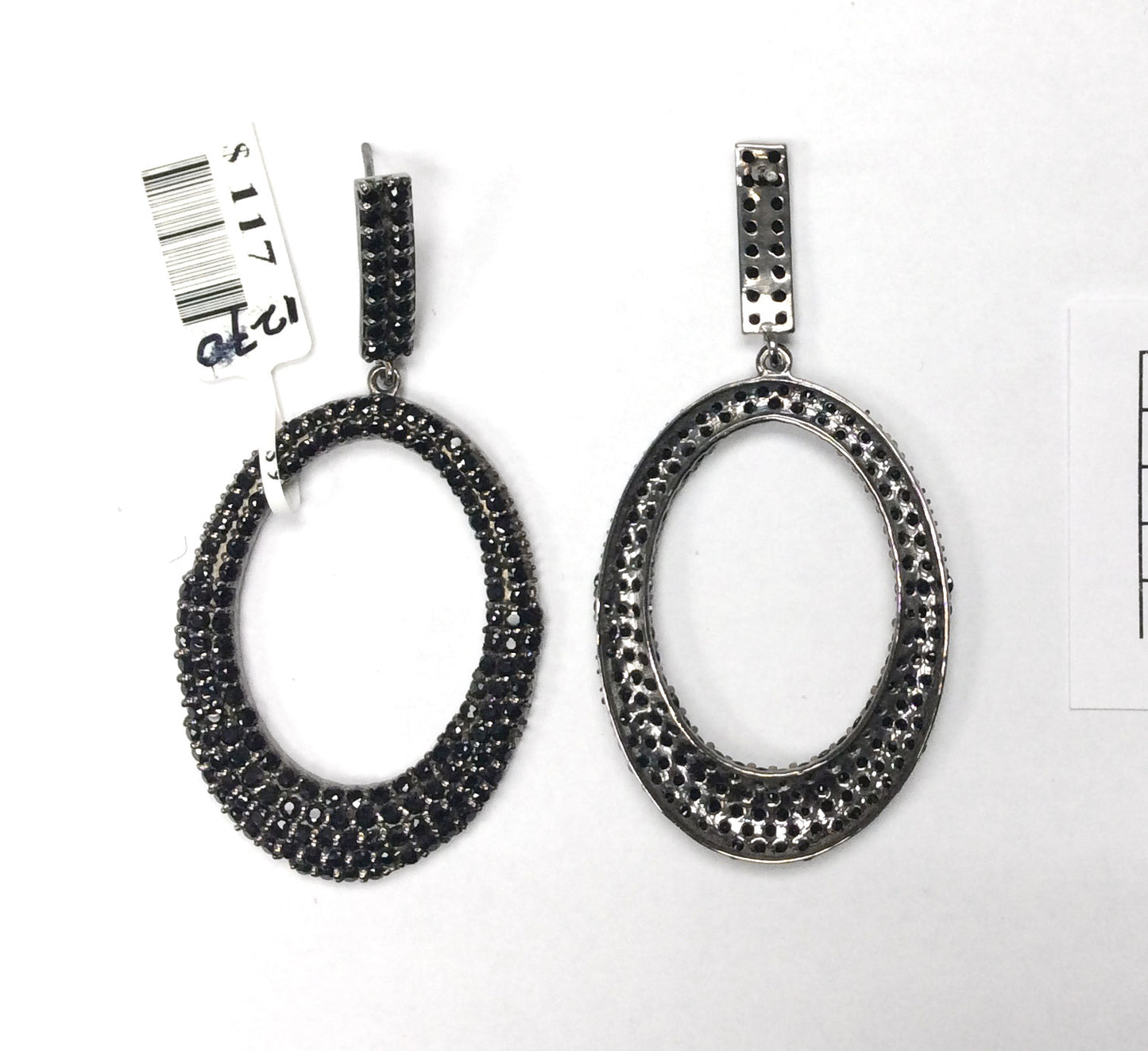Black Spinel Silver Earring .925 Oxidized Sterling Silver Black Spinal Earring, Genuine handmade pave Black Spinal Earring Size (33x69 MM )