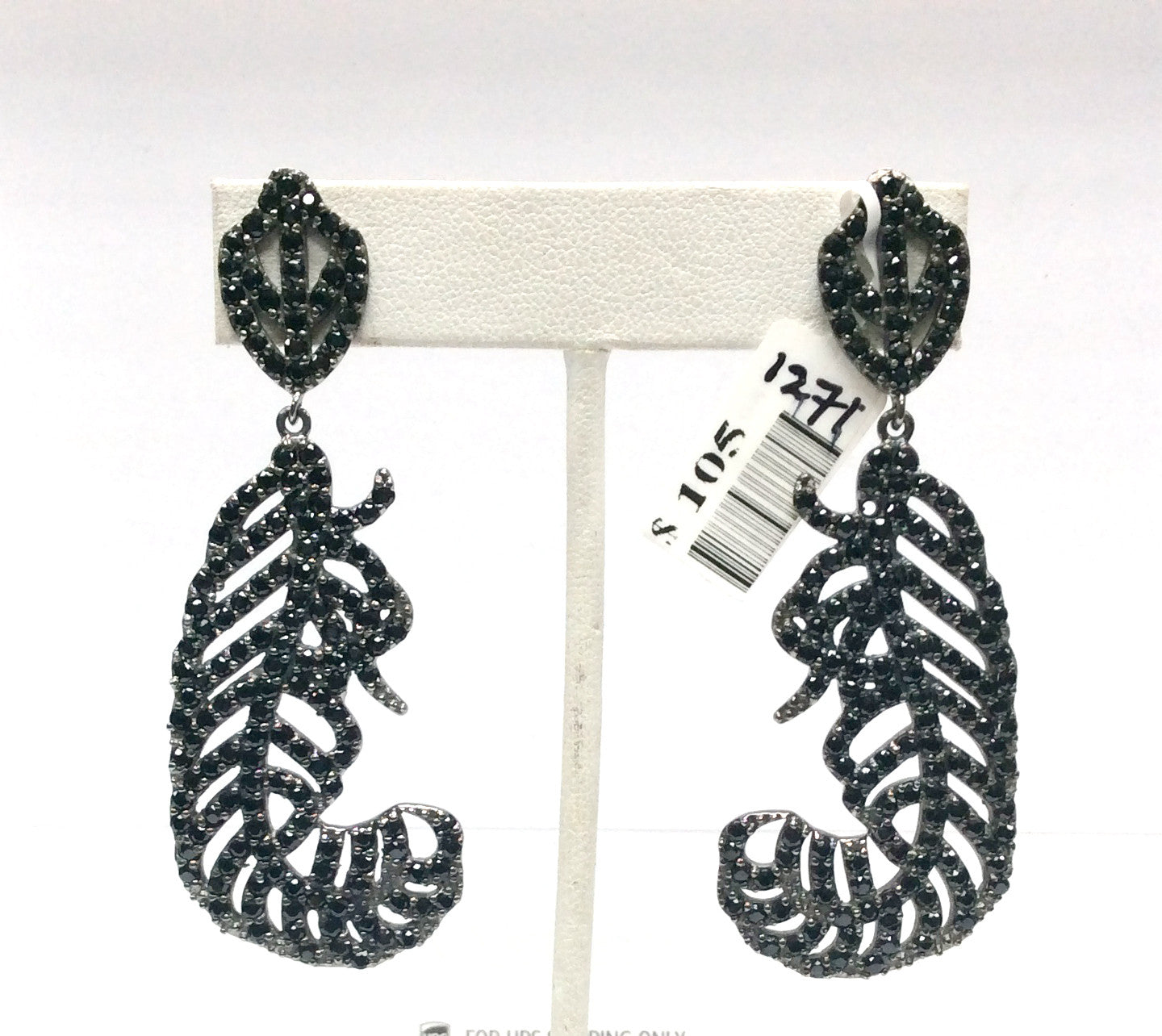 Black Spinel Silver Earring .925 Oxidized Sterling Silver Black Spinal Earring, Genuine handmade pave Black Spinal Earring Size (26x70 MM )