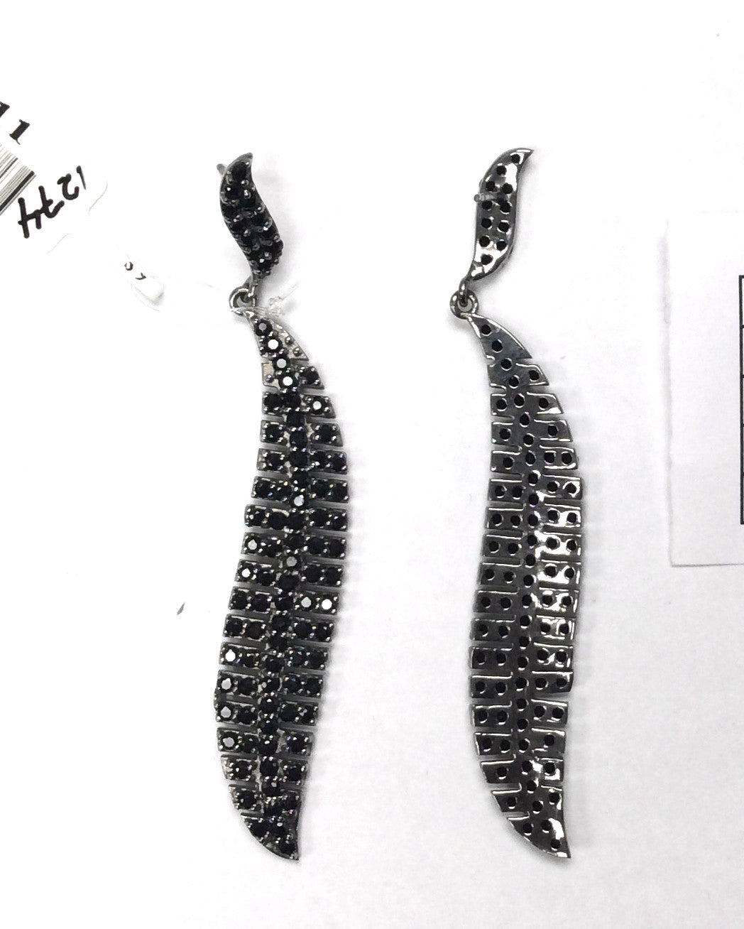 Black Spinel Silver Earring .925 Oxidized Sterling Silver Black Spinal Earring, Genuine handmade pave Black Spinal Earring Size (12x80 MM )