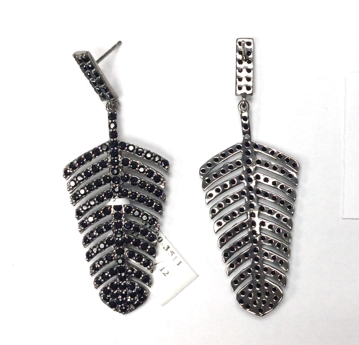 Black Spinel Silver Earring .925 Oxidized Sterling Silver Black Spinal Earring, Genuine handmade pave Black Spinal Earring Size (25x68 MM )