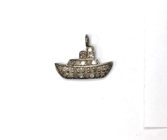 Ship Shape Pave Diamond Charm