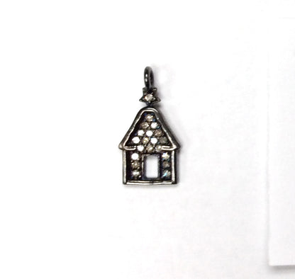 Home Shape Pave Diamond Charm