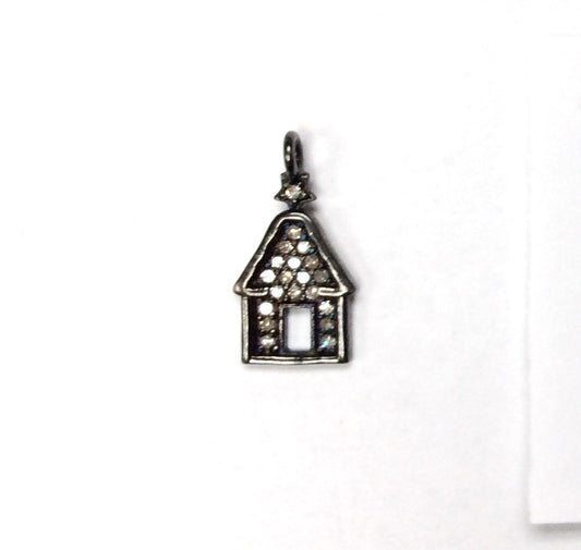 Home Shape Pave Diamond Charm