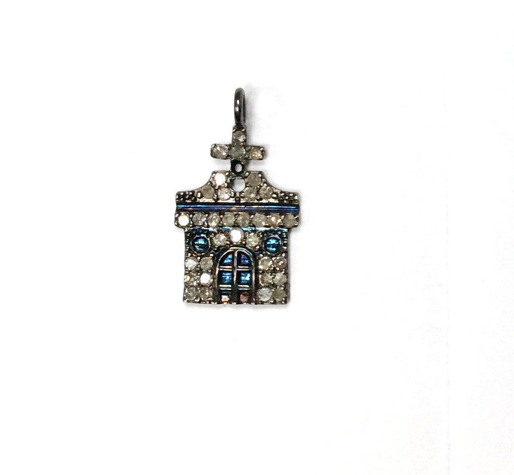 Home Shape Pave Diamond Charm