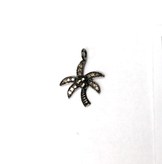 Coconut Tree Shape Pave Diamond Charm