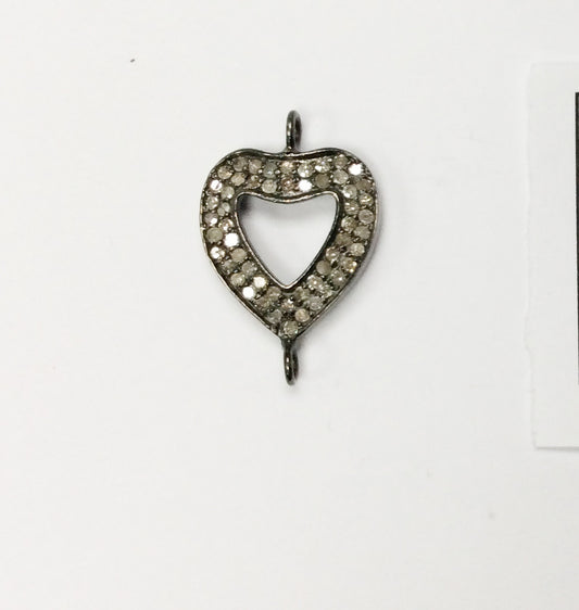 Open Heart Shape Pave Diamond Charm