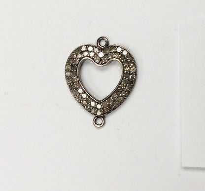 Open Heart  Shape Pave Diamond Charm