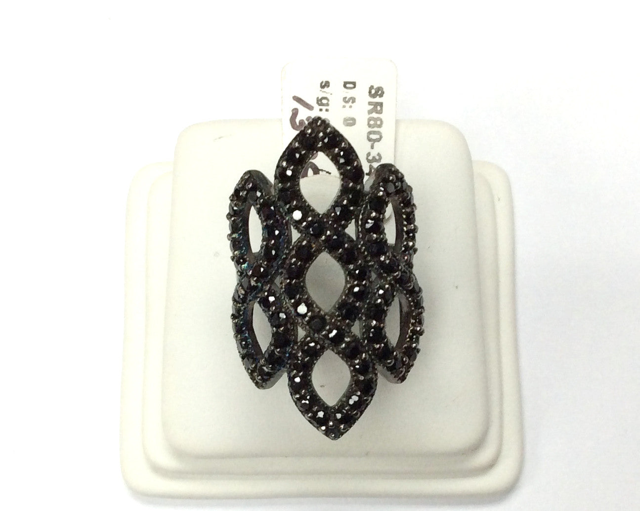 Black Spinel Ring, Pave Black Spinel Ring, Approx 33 x 18,mm. Sterling Silver