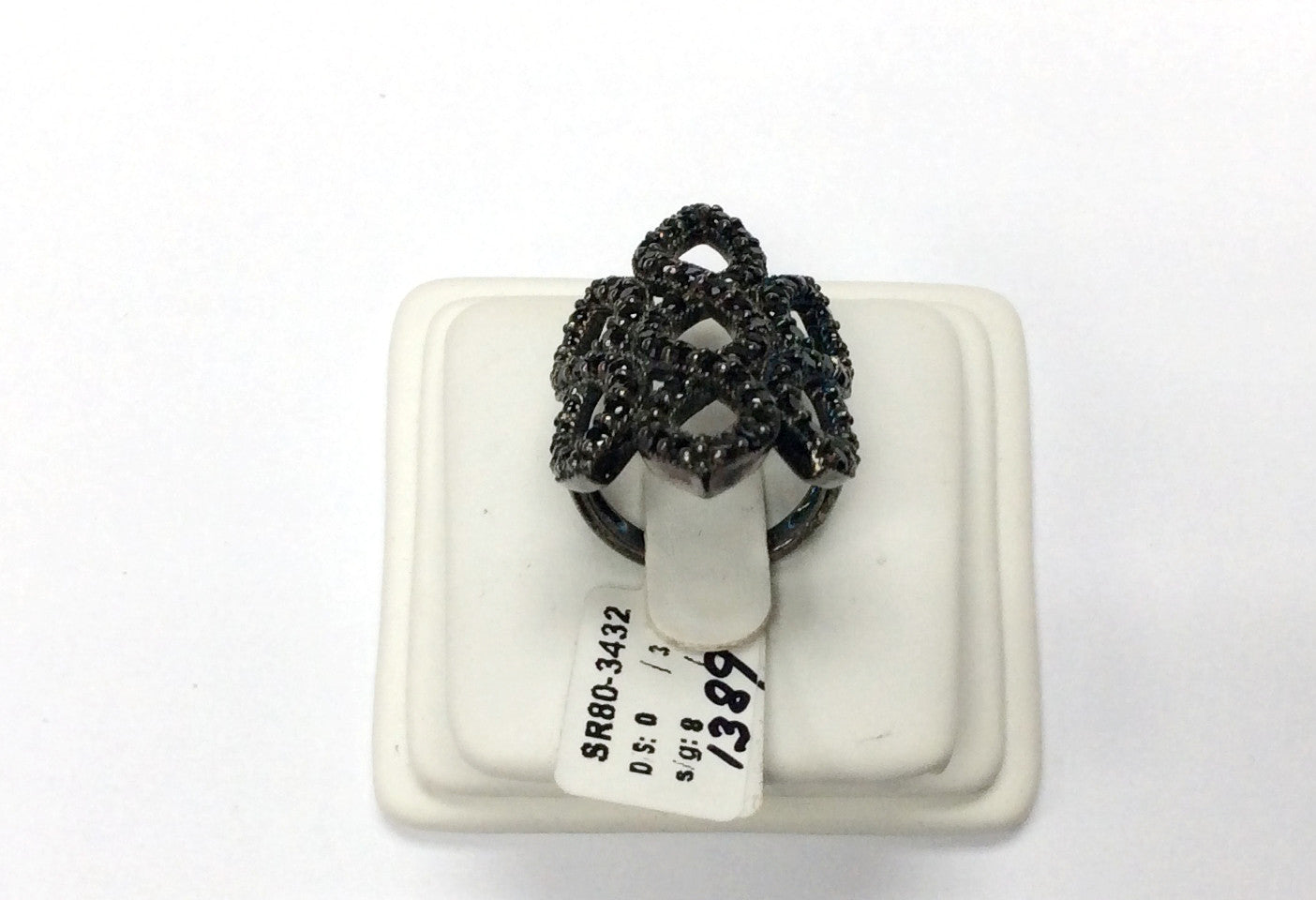 Black Spinel Ring, Pave Black Spinel Ring, Approx 33 x 18,mm. Sterling Silver