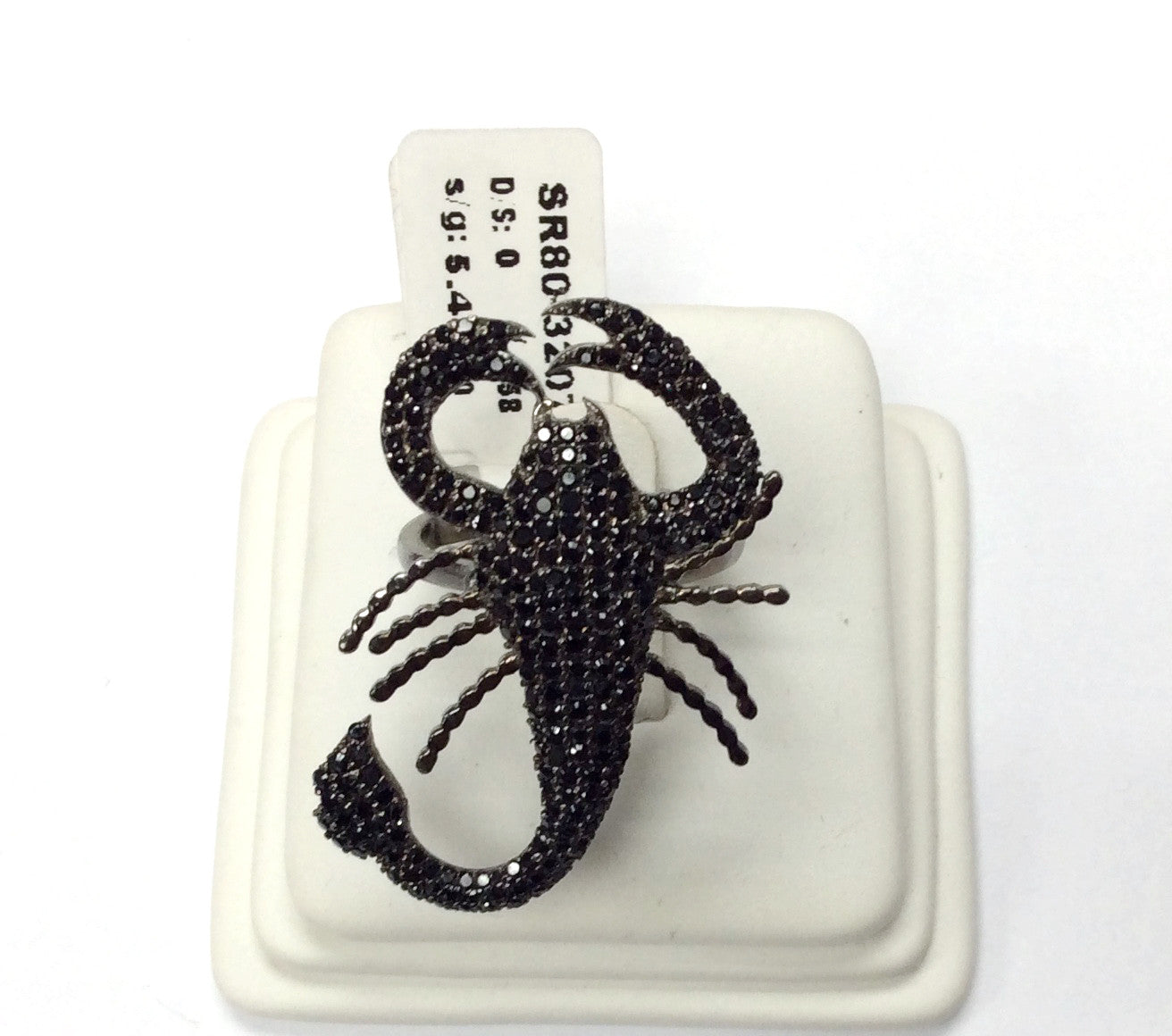 Scorpion Black Spinal Ring .925 Oxidized Sterling Silver Black Spinal Ring, Genuine handmade pave Black Spinal Ring Size Approx (28x36 mm)