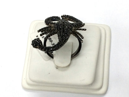 Scorpion Black Spinal Ring .925 Oxidized Sterling Silver Black Spinal Ring, Genuine handmade pave Black Spinal Ring Size Approx (28x36 mm)