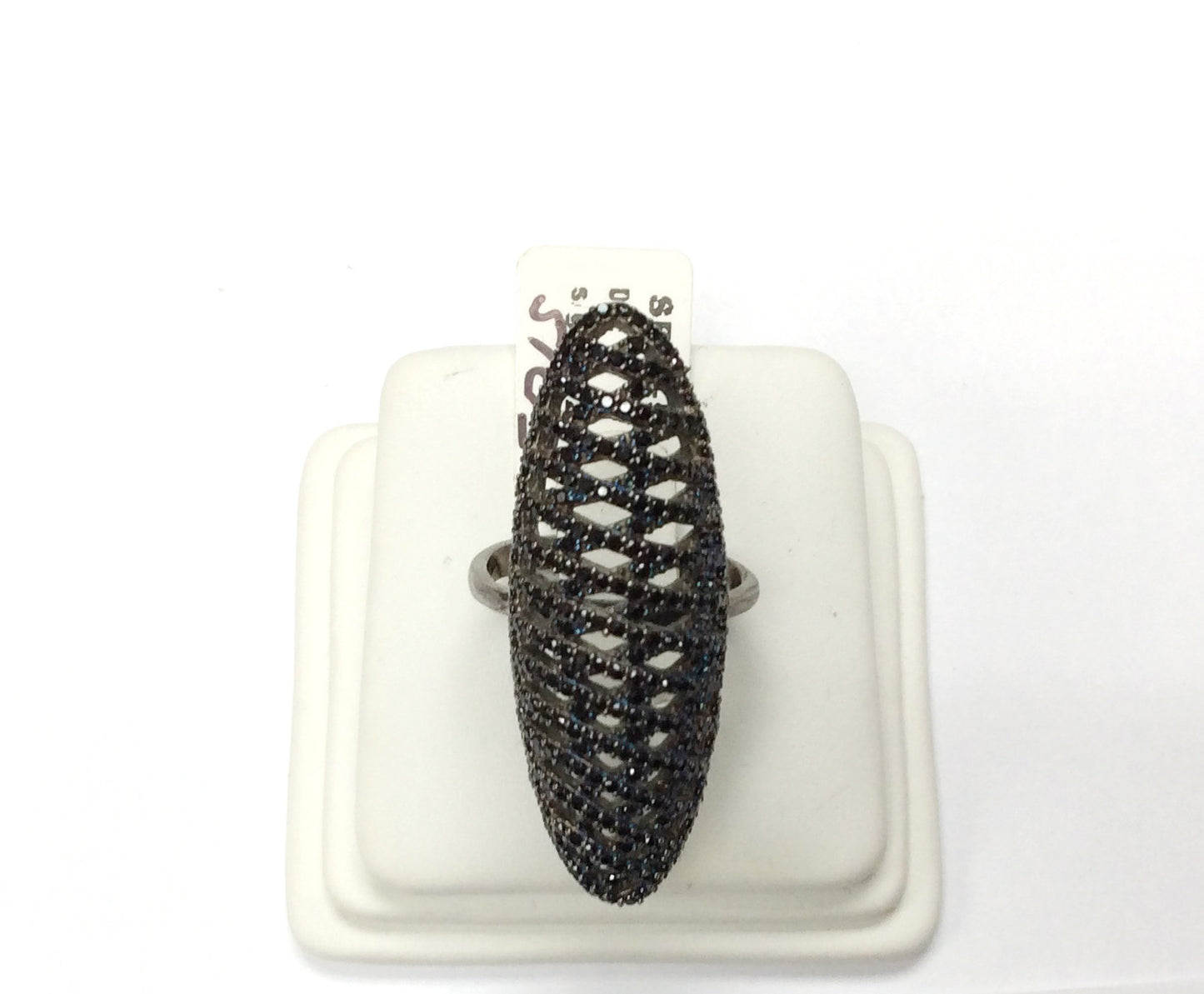 Black Spinel Ring .925 Oxidized Sterling Silver Black Spinal Ring, Genuine handmade pave Black Spinal Ring Size Approx 1.60"(14x40 mm)