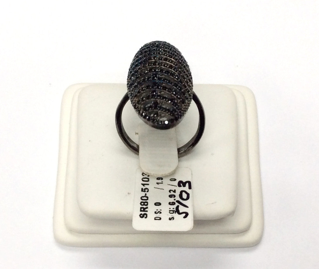 Black Spinel Ring .925 Oxidized Sterling Silver Black Spinal Ring, Genuine handmade pave Black Spinal Ring Size Approx 1.60"(14x40 mm)