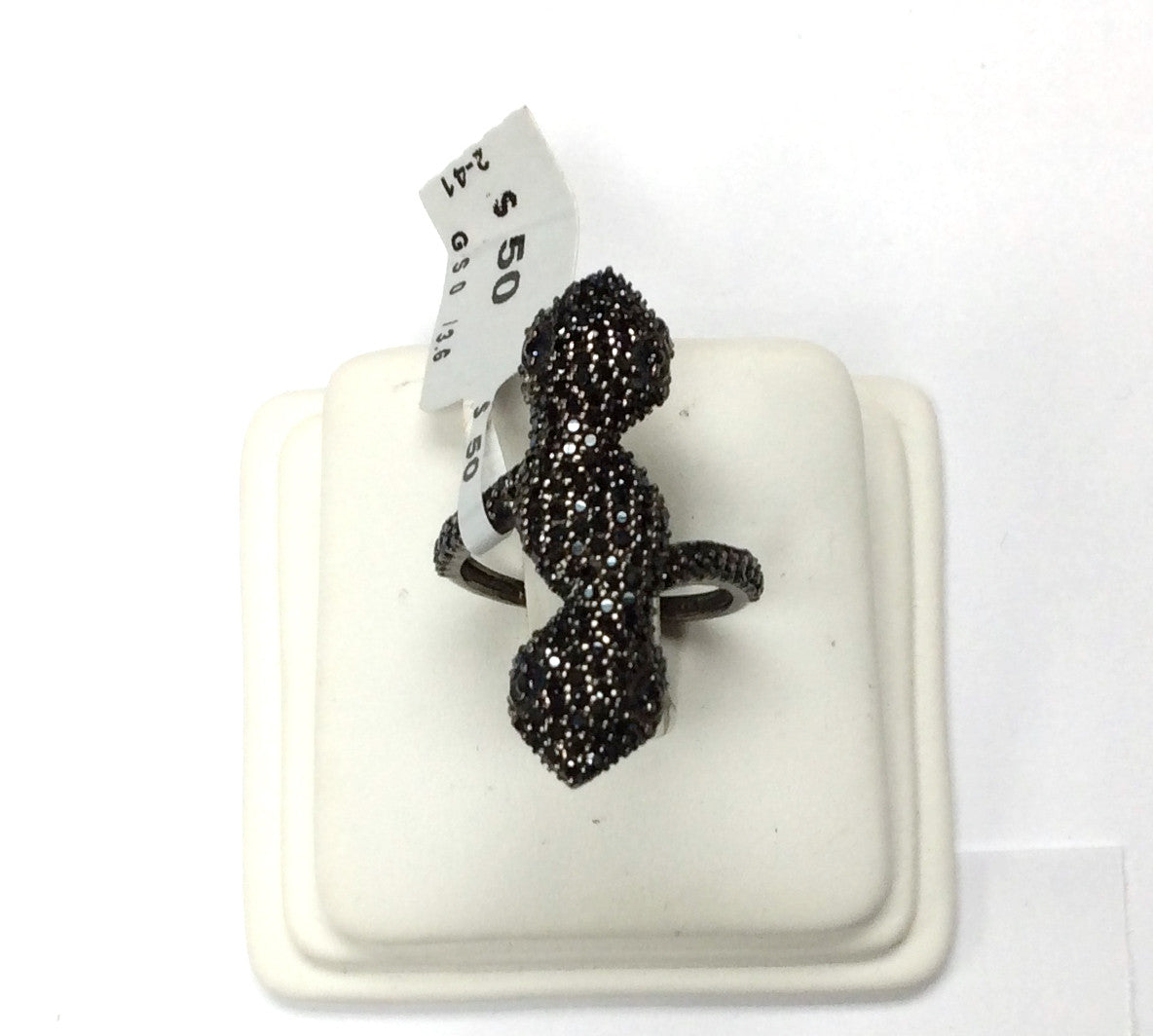 Snake Black Spinal Ring .925 Oxidized Sterling Silver Black Spinal Ring, Genuine handmade pave Black Spinal Ring Size Approx 1.28"(9x32 mm)