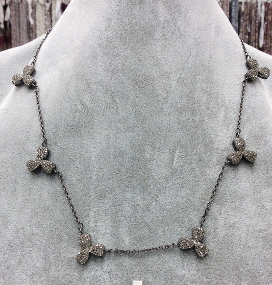 Pave Diamond Pendant .925 Oxidized Sterling Silver Diamond Pendant, Genuine handmade pave diamond Pendant .