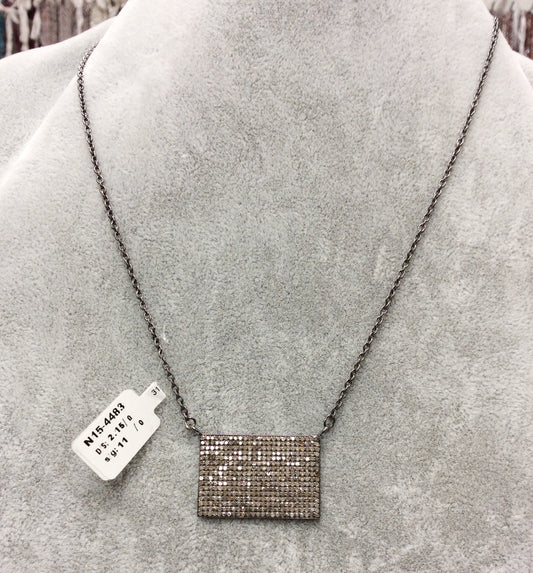 Pave Diamond Necklace .925 Oxidized Sterling Silver Diamond Necklace, Genuine handmade pave diamond Necklace Size 25 MM