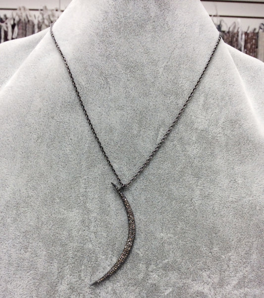 Crescent Moon Diamond Necklace. Approx size 60 x 5 mm.