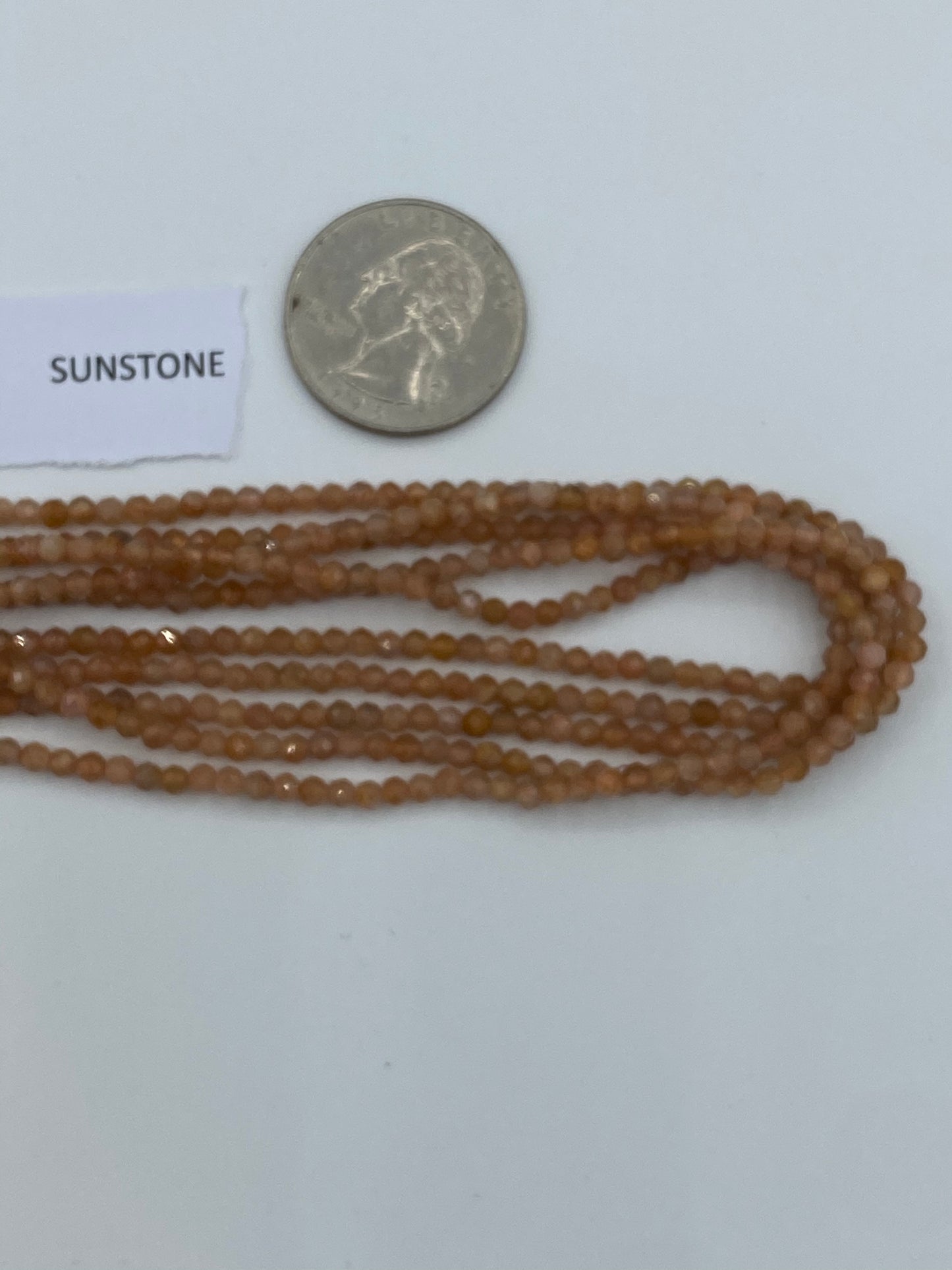 SUNSTONE BEADS ROUND FACETED 3-4MM