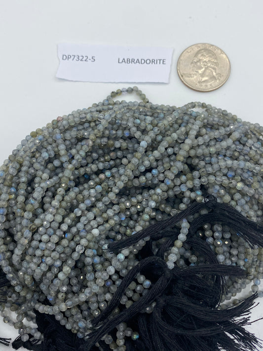 LABRADORITE BEADS ROUND FACETED 3-4MM