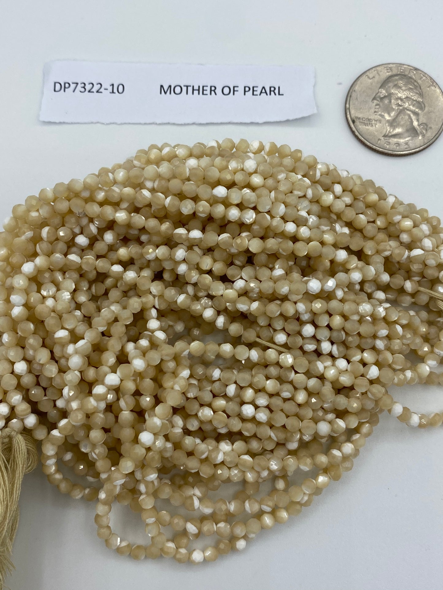 MOTHER OF PEARL BEADS ROUND FACETED 3-4MM