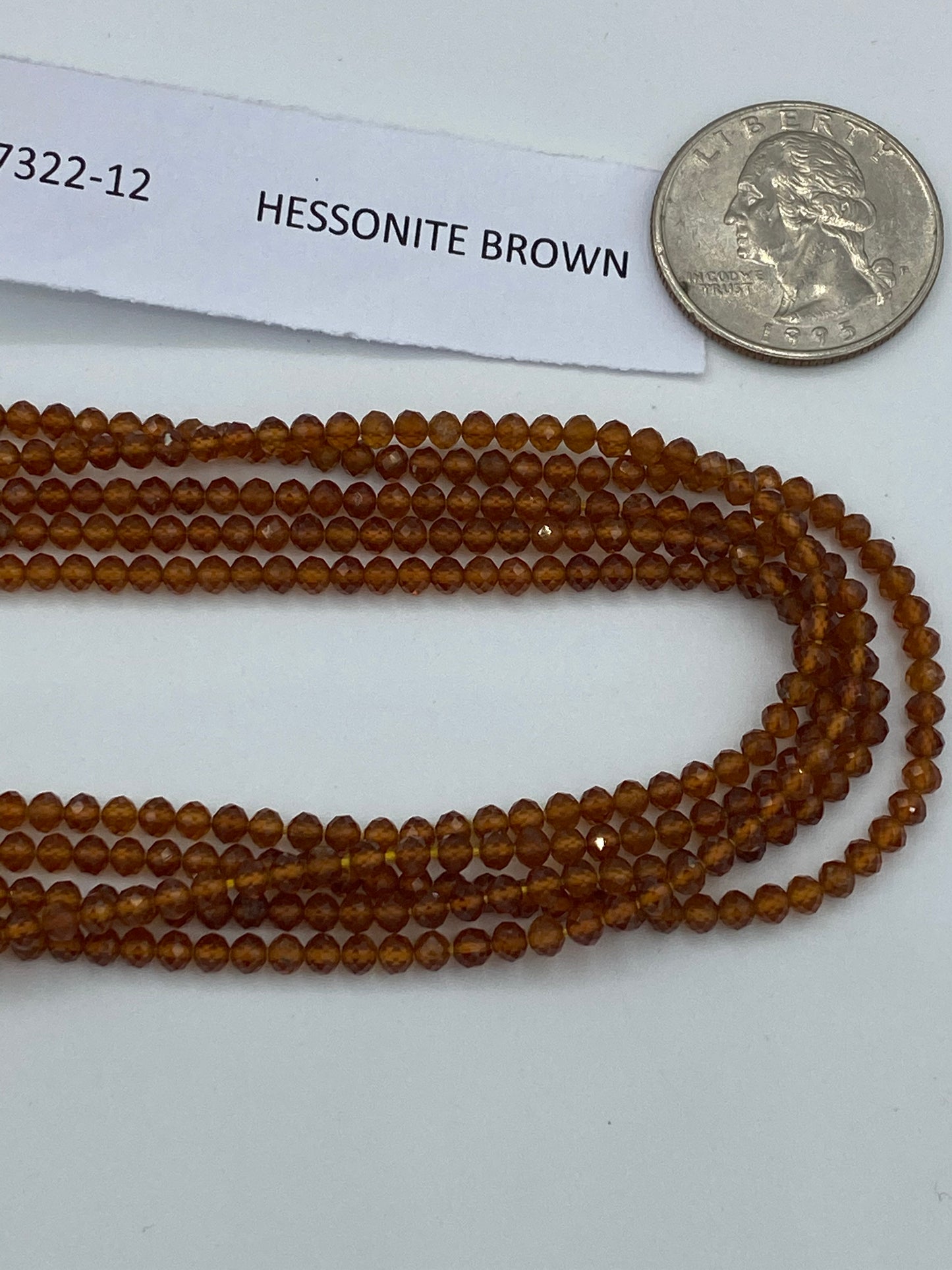 HESSONITE BROWN GARNET BEADS ROUND FACETED 3-4MM