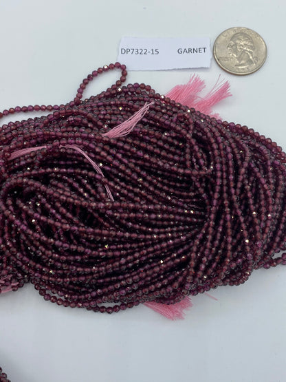GARNET BEADS ROUND FACETED 3-4MM