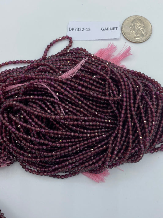 GARNET BEADS ROUND FACETED 3-4MM