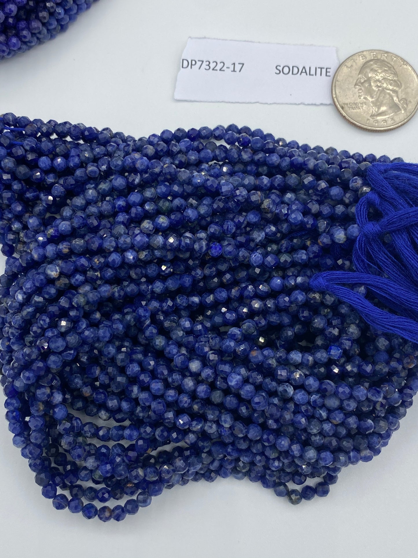 SODALITE BEADS ROUND FACETED 3-4MM