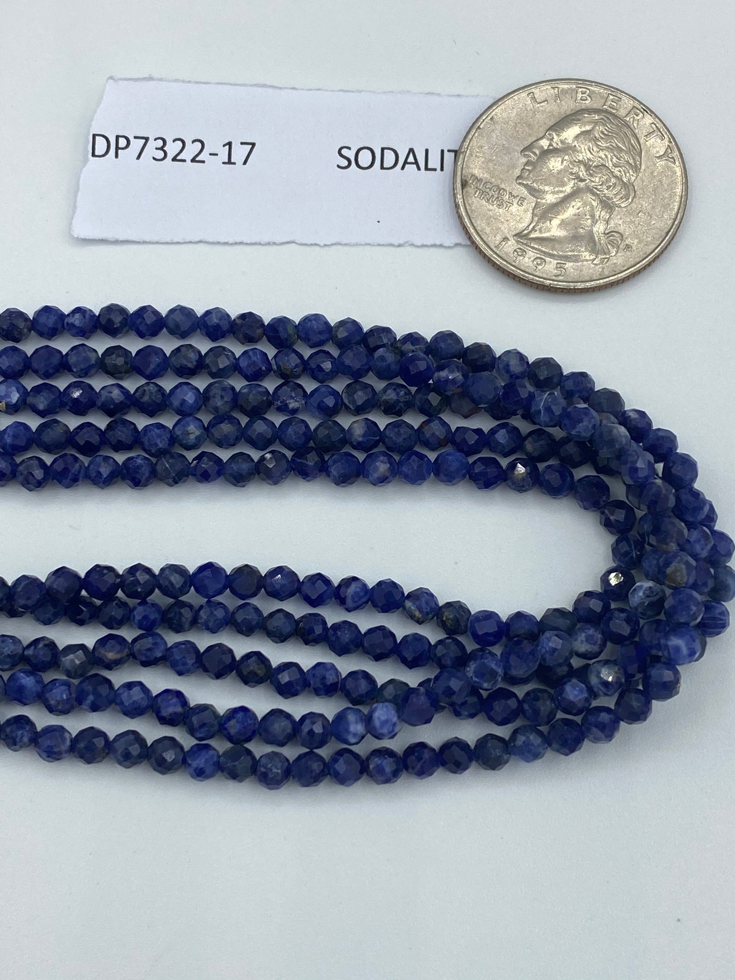 SODALITE BEADS ROUND FACETED 3-4MM