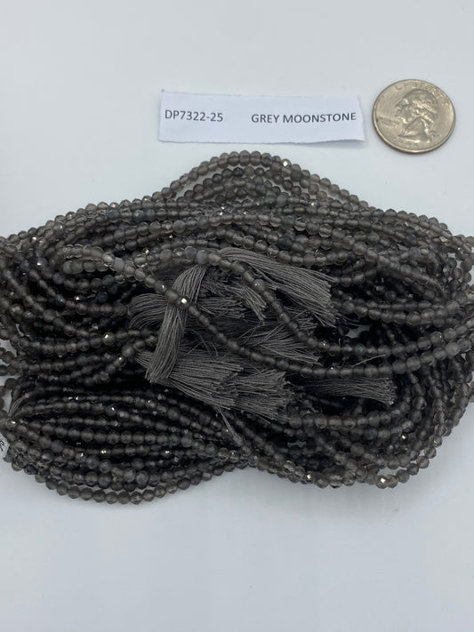 GREY MOONSTONE BEADS ROUND FACETED 3-4MM