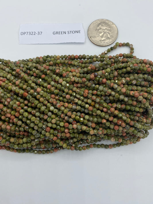 Unakite Beads Round Faceted Micro Faceted 3mm