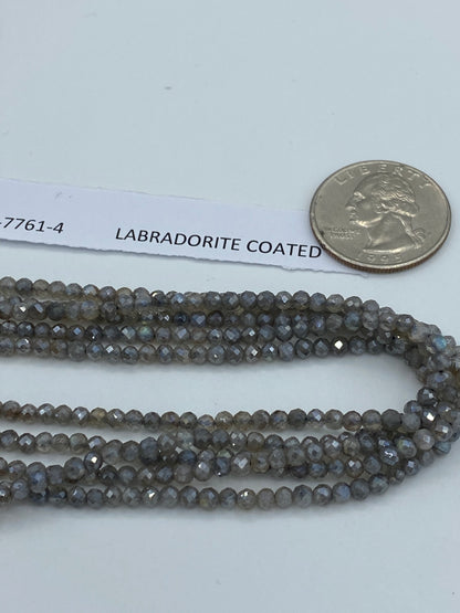 LABRADORITE COATED BEADS ROUND FACETED 3-4MM