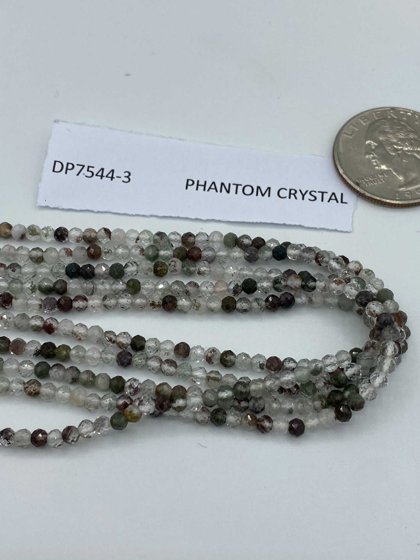 PHANTOM CRYSTAL QUARTZ BEADS ROUND FACETED 3-4MM