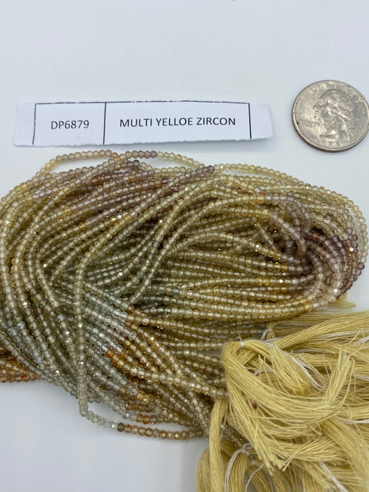 MULTI YELLOE ZIRCON BEADS ROUND FACETED 3-4MM
