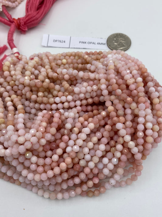 PINK OPAL BEADS ROUND FACETED 3-4MM