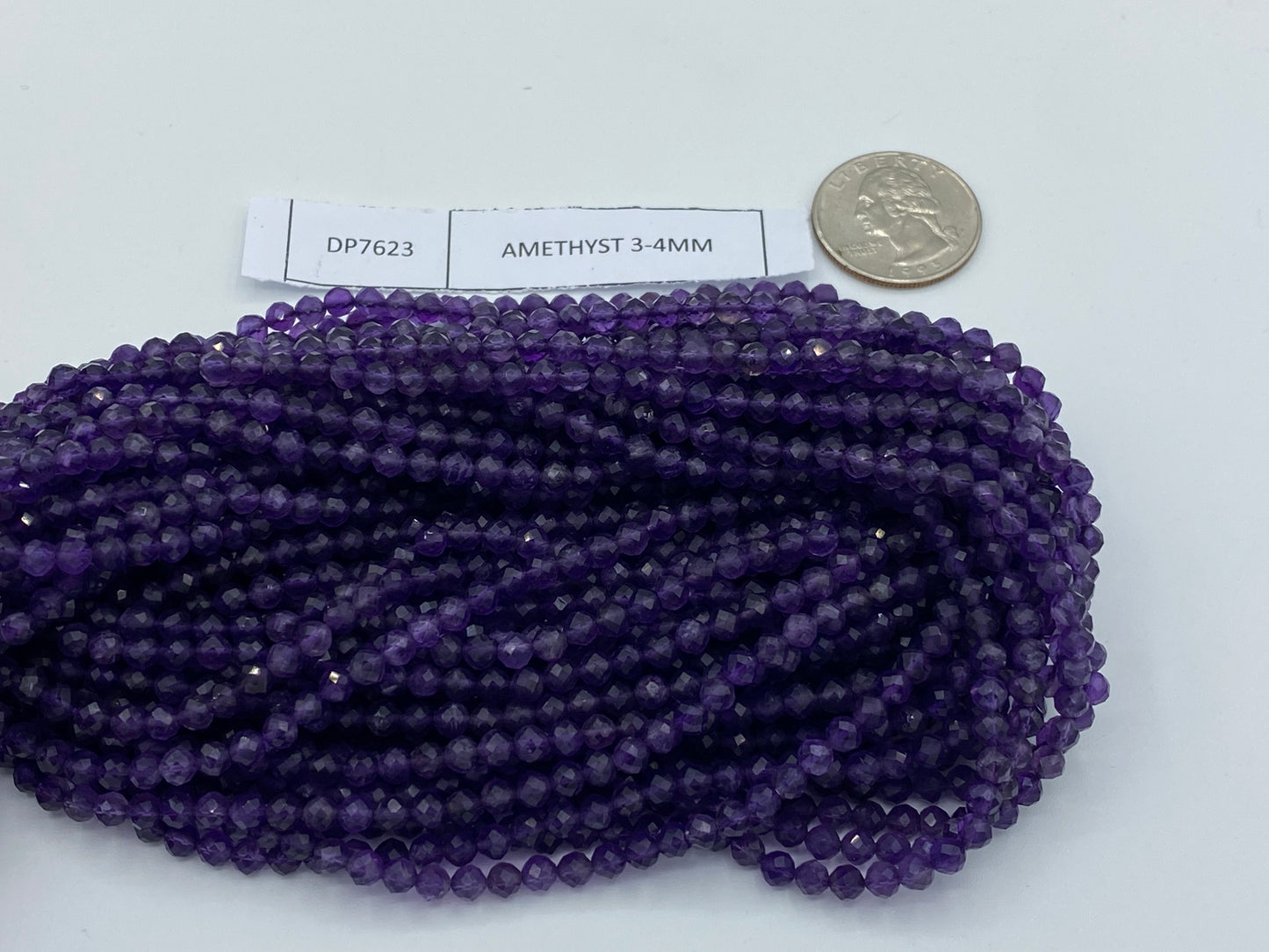 AMETHYST BEADS ROUND FACETED 3-4MM