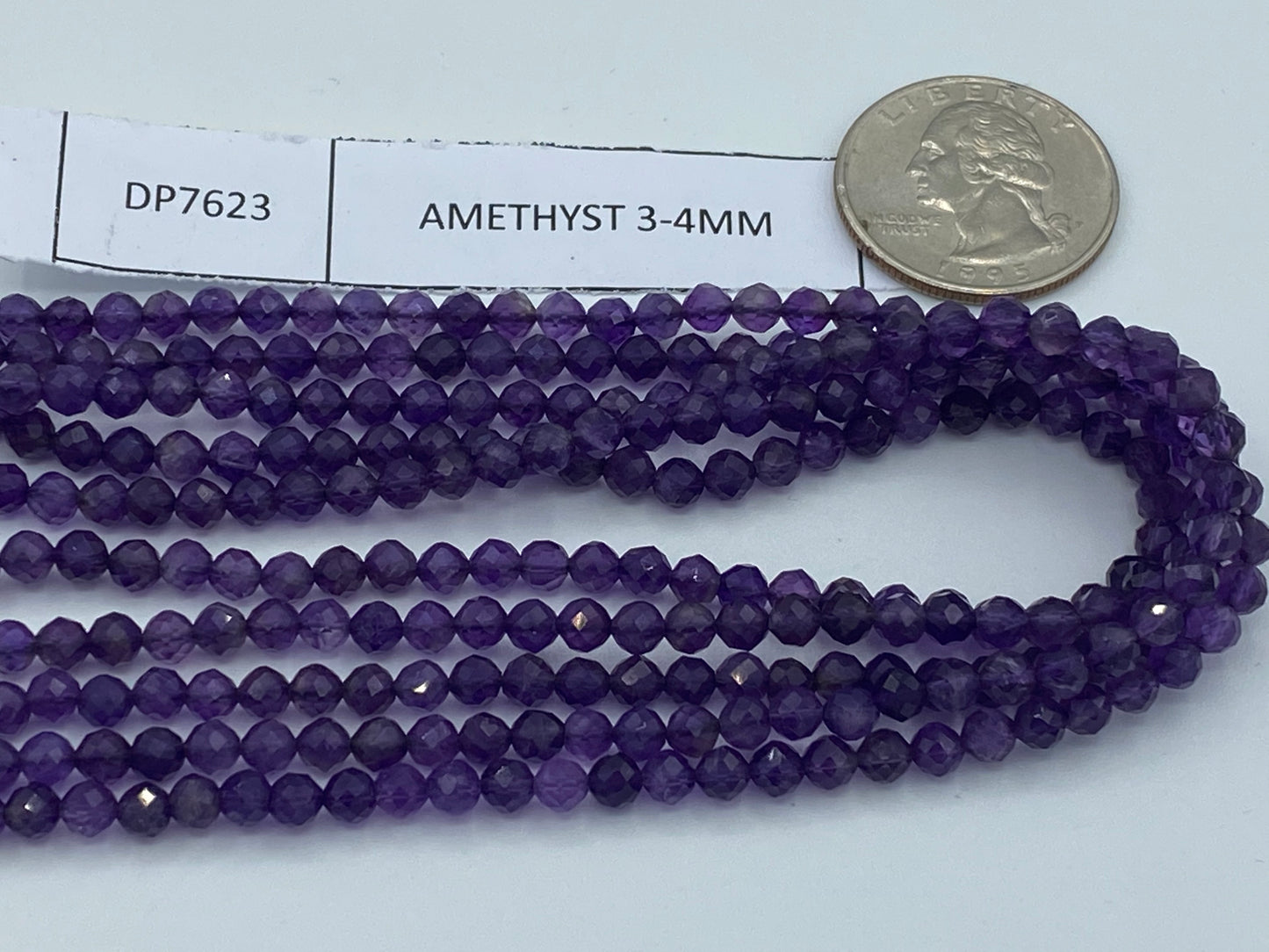 AMETHYST BEADS ROUND FACETED 3-4MM