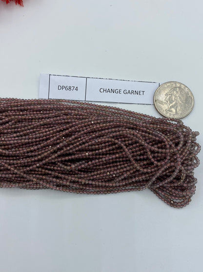 CHANGE GARNET BEADS ROUND FACETED 3-4MM