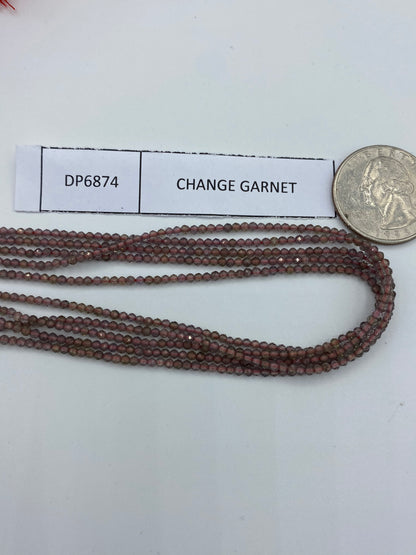 CHANGE GARNET BEADS ROUND FACETED 3-4MM
