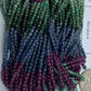 OMBRE RUBY SAPPHIRE AND EMERALD NATURAL BEADS ROUND FACETED 3-4MM