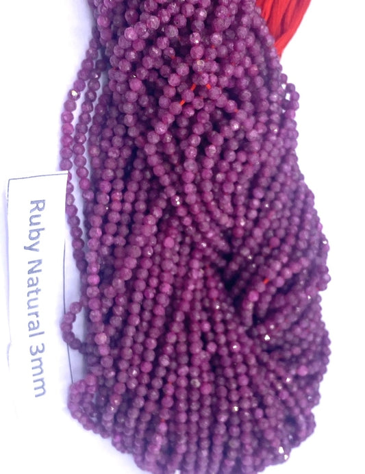 RUBY NATURAL BEADS ROUND FACETED