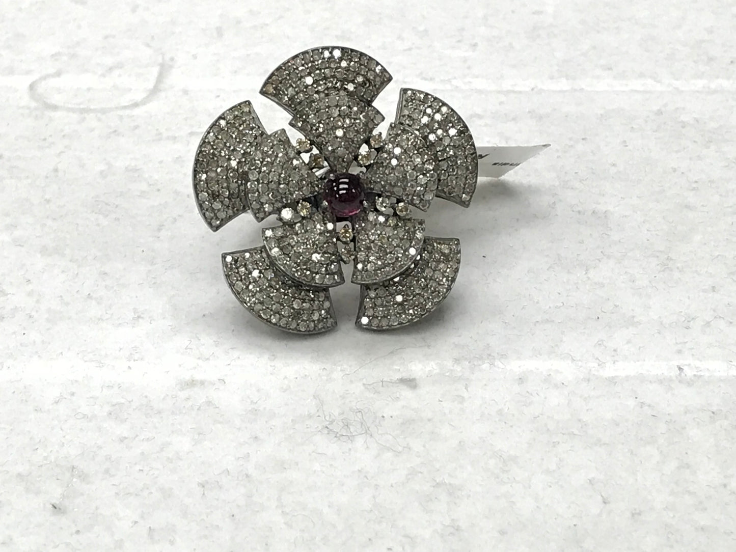 Silver Pave Diamond Ring .925 Oxidized Sterling Silver Diamond Ring, Genuine handmade pave diamond Ring Size Approx 1.40"(35 MM)