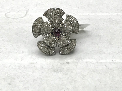 Silver Pave Diamond Ring .925 Oxidized Sterling Silver Diamond Ring, Genuine handmade pave diamond Ring Size Approx 1.40"(35 MM)