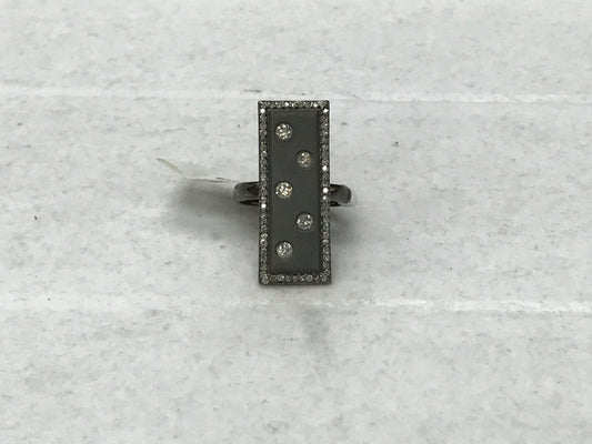 Pave Rectangle Diamond Ring