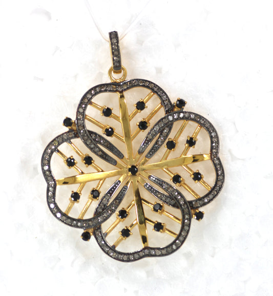 Silver Diamond Charm .925 Oxidized Sterling Silver Diamond Charms, Genuine handmade pave diamond Charm Size Approx 2.68"(67 MM)