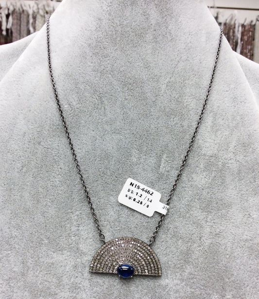 Silver Diamond Pendant .925 Oxidized Sterling Silver Diamond Pendant, Genuine handmade pave diamond Pendant Size Approx 1.40"(17 x 35 MM)